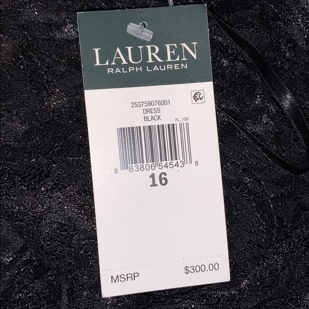 🆕 Lauren Ralph Lauren One-shoulder Lace Gown Blk - Picture 3 of 3